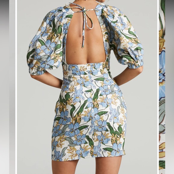 Linen Puff Sleeve Mini Dress - Picture 3 of 3